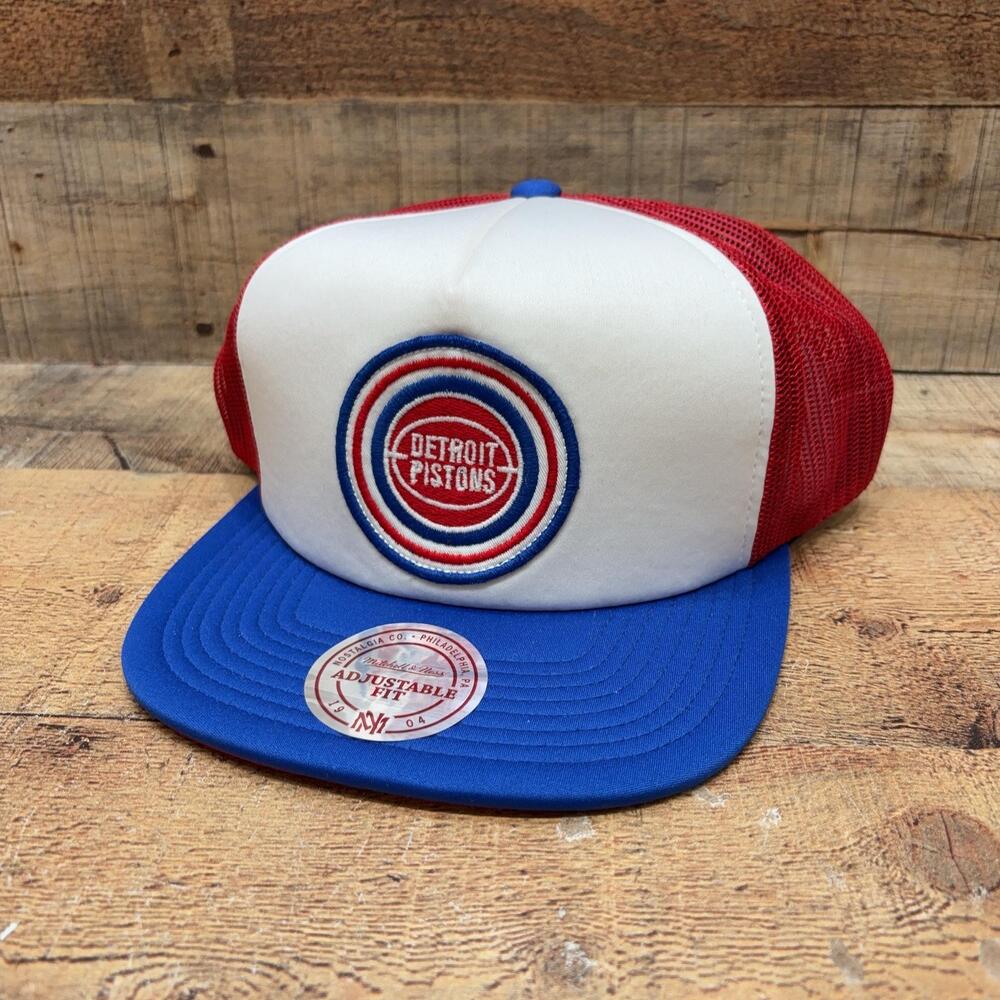 Detroit Pistons Hat Cap Snap Back Mens One Size NBA Basketball Mitchell & Ness